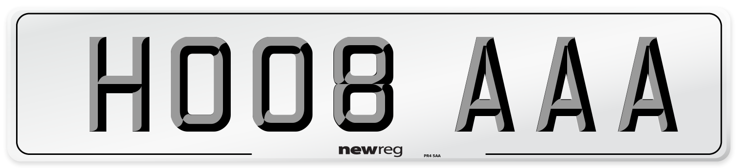 HO08 AAA Number Plate from New Reg